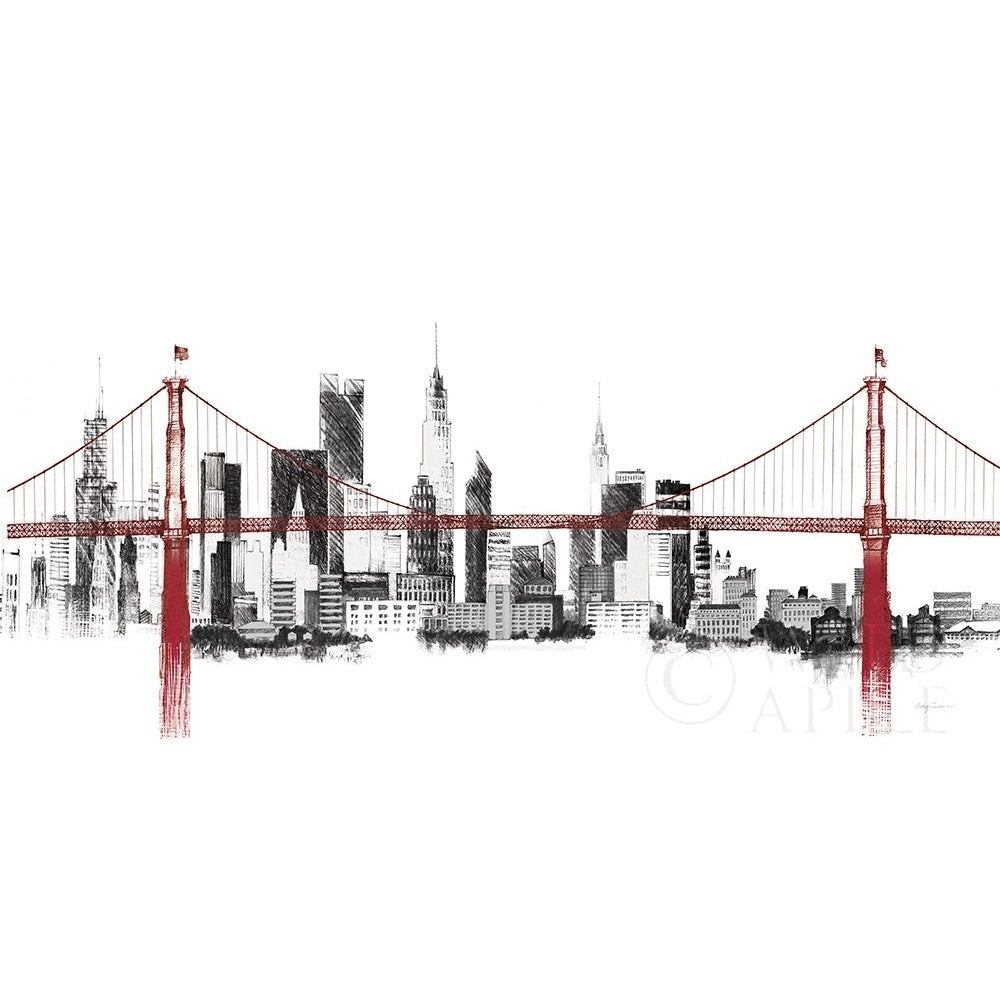 Bridge And Skyline Red Poster Print by Avery Tillmon-VARPDX35985 Image 2