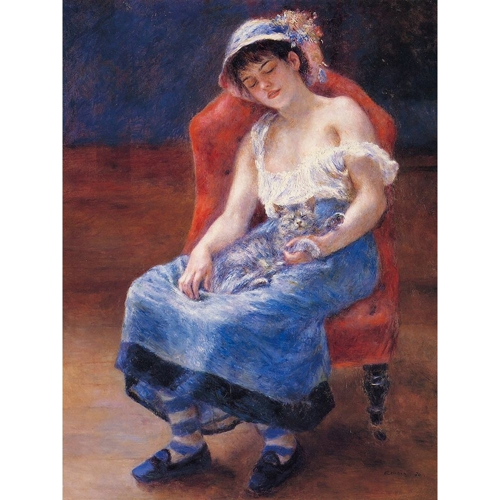 Sleeping Girl With Cat Poster Print by Pierre-Auguste Renoir-VARPDX374151 Image 1