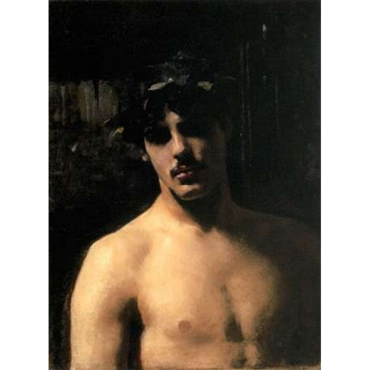 A Male Model with a Wreath of Laurel Poster Print by John Singer Sargent-VARPDX374173 Image 1