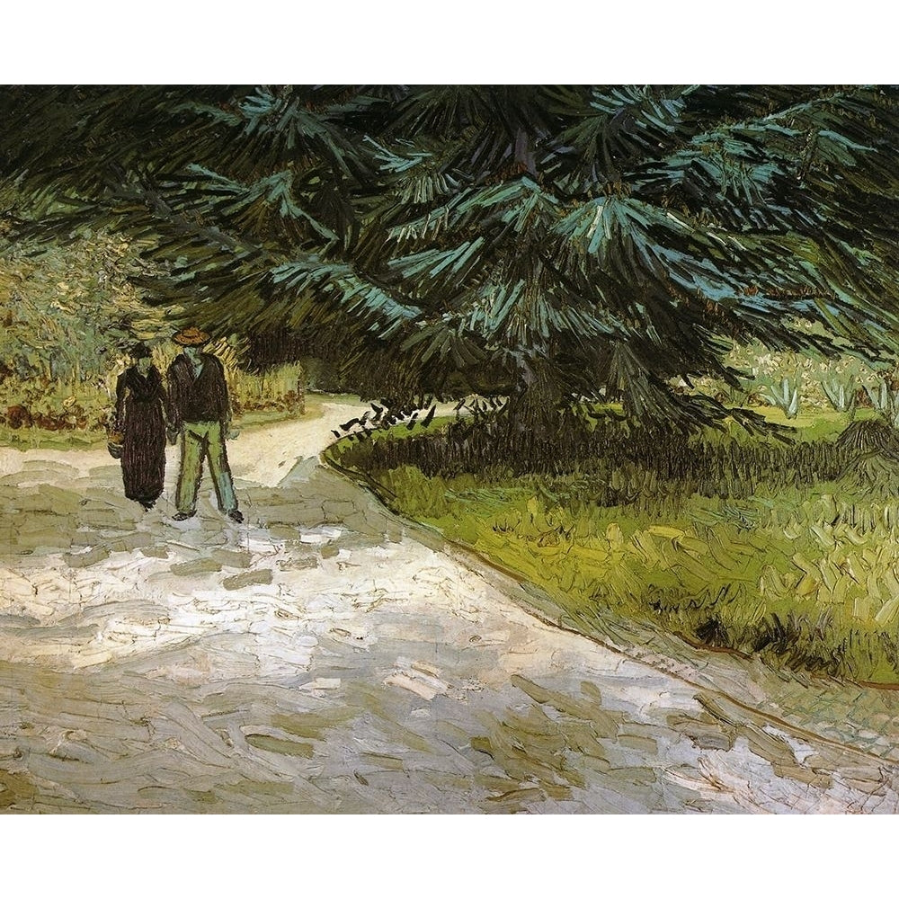 Public Garden With Couple And Blue Fir Poster Print by Vincent Van Gogh-VARPDX374540 Image 1