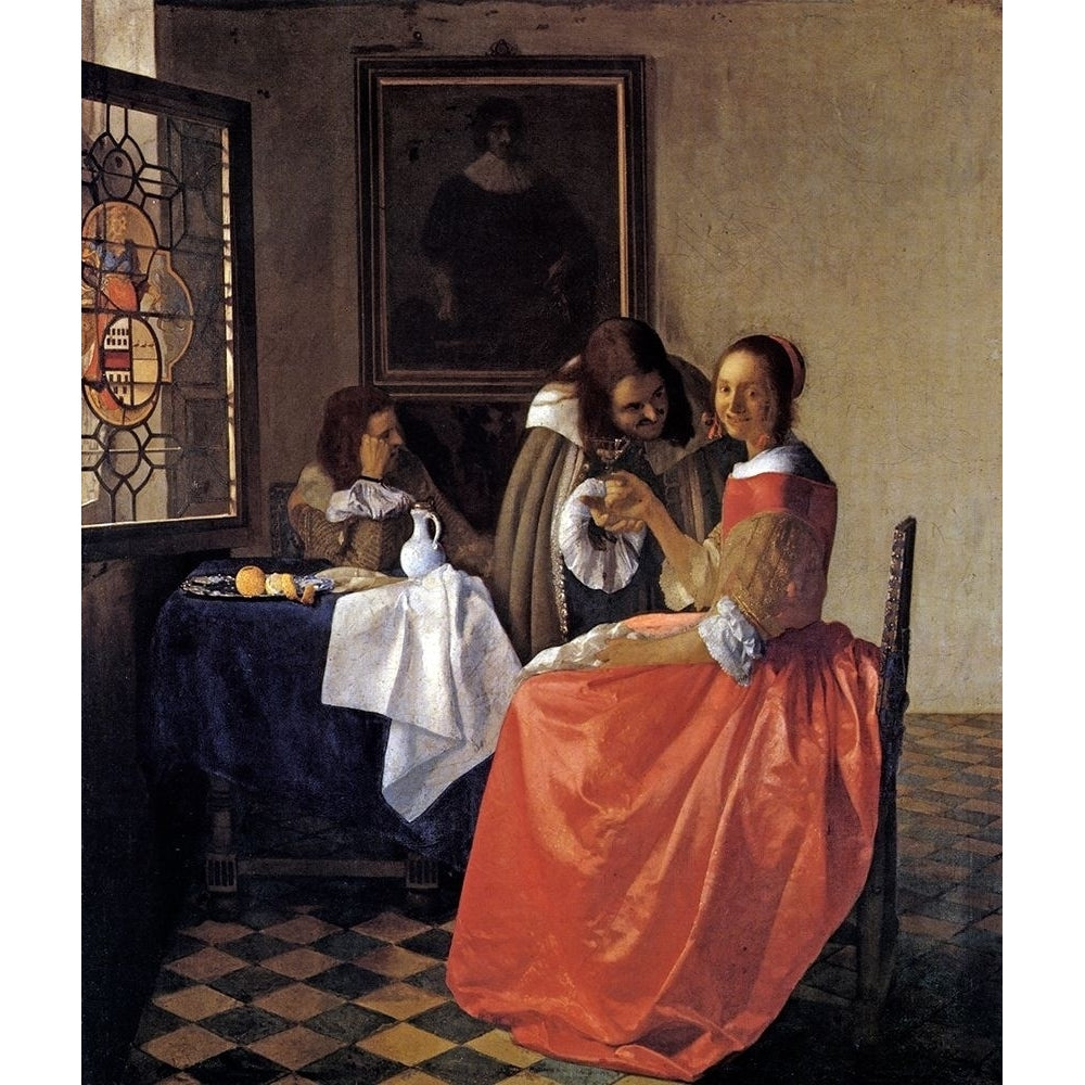 A Lady And Two Gentlemen Poster Print by Johannes Vermeer-VARPDX374698 Image 1