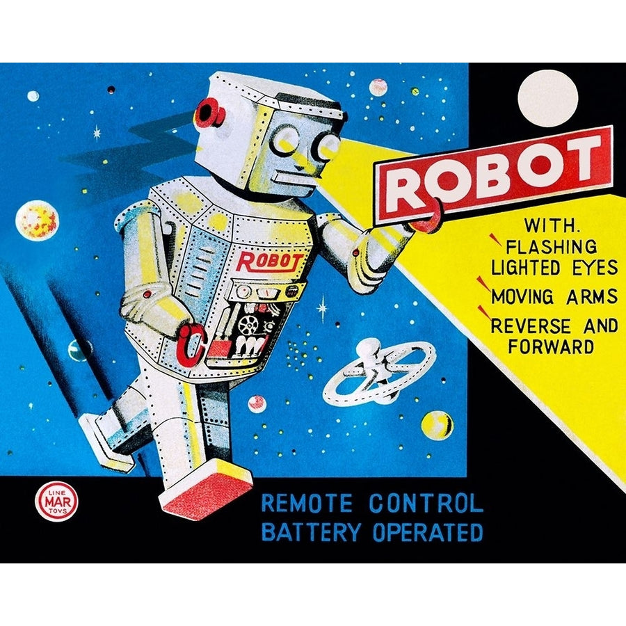 Robot with Flashing Lighted Eyes Poster Print by Retrobot Retrobot-VARPDX376377 Image 1