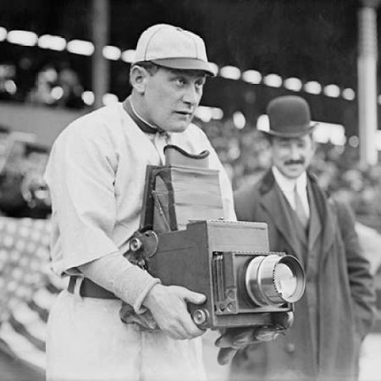 Baseball Player Becomes a Cameraman Poster Print by Vintage Sports -VARPDX376518 Image 1