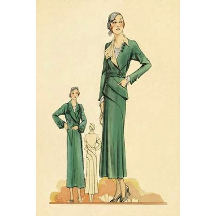 Green Dress and Overcoat Poster Print by Vintage Fashion -VARPDX379244 Image 1