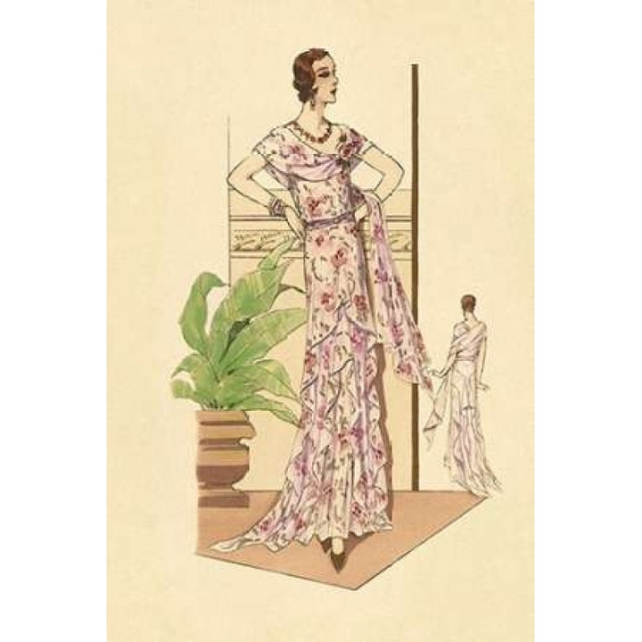 Layered Summer Dress in Flower Print Poster Print by Vintage Fashion -VARPDX379263 Image 1