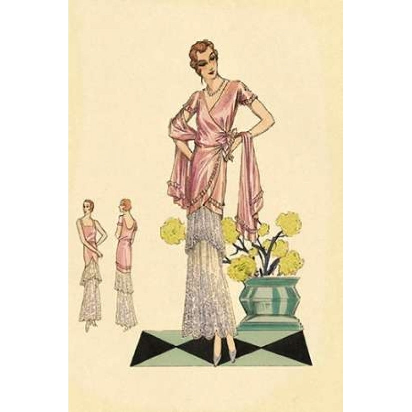 Party Dress in Pink and Blue Poster Print by Vintage Fashion -VARPDX379266 Image 1