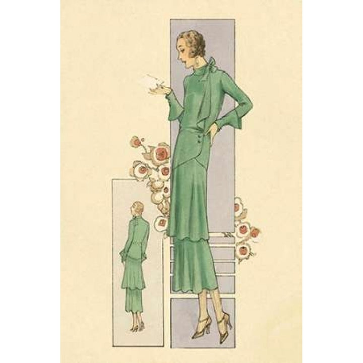 Emerald Dress for a Sunday Brunch Poster Print by Vintage Fashion -VARPDX379255 Image 2