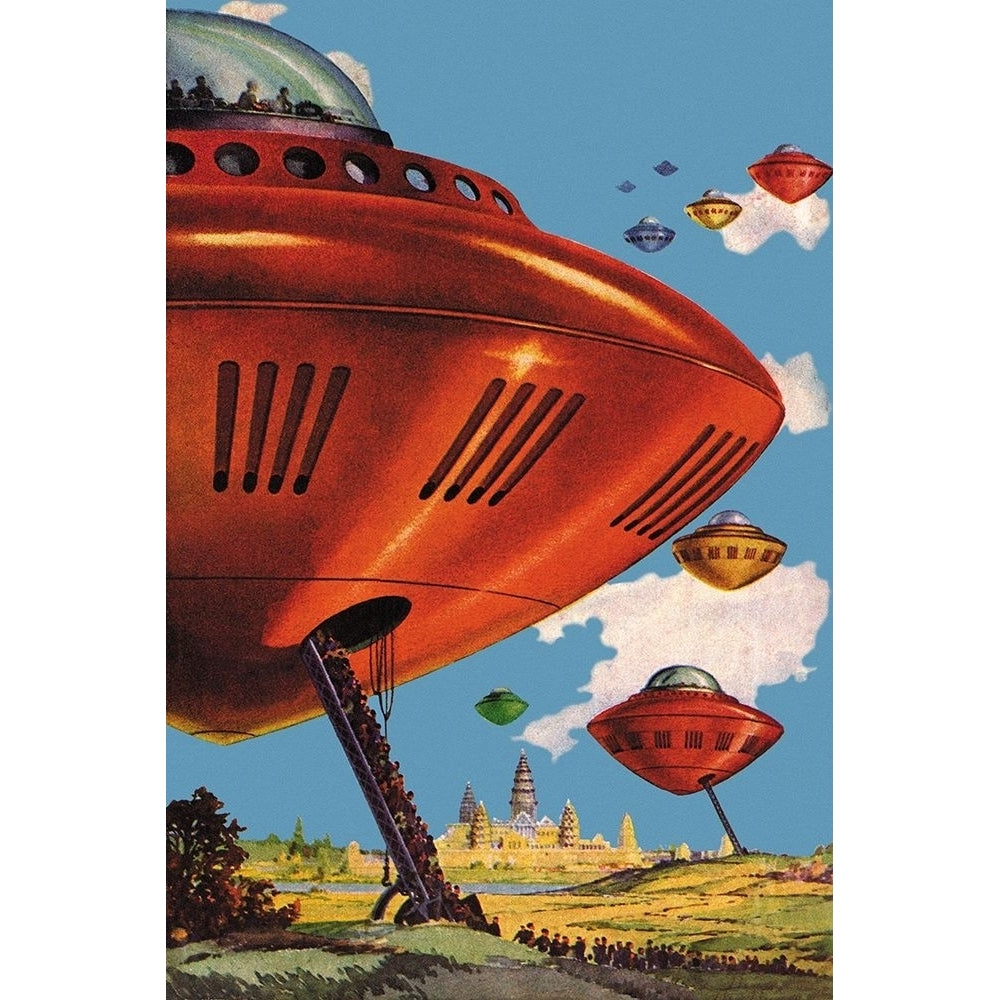 Spaceships at Angkor Wat Poster Print by Retrosci-fi Retrosci-fi-VARPDX379602 Image 1