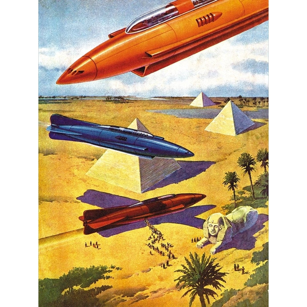 Spaceships in Ancient Egypt Poster Print by Retrosci-fi Retrosci-fi-VARPDX379612 Image 1