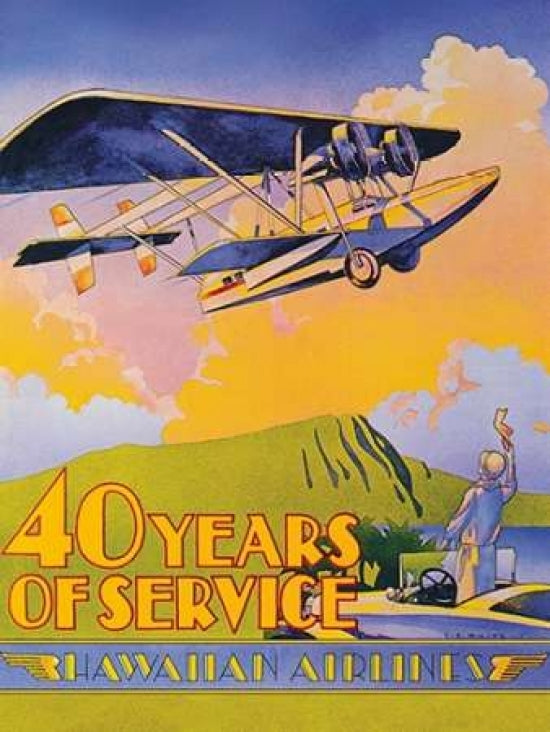 Hawaiian Airlines - 40 Years of Service Poster Print by C.E. White-VARPDX382131 Image 2