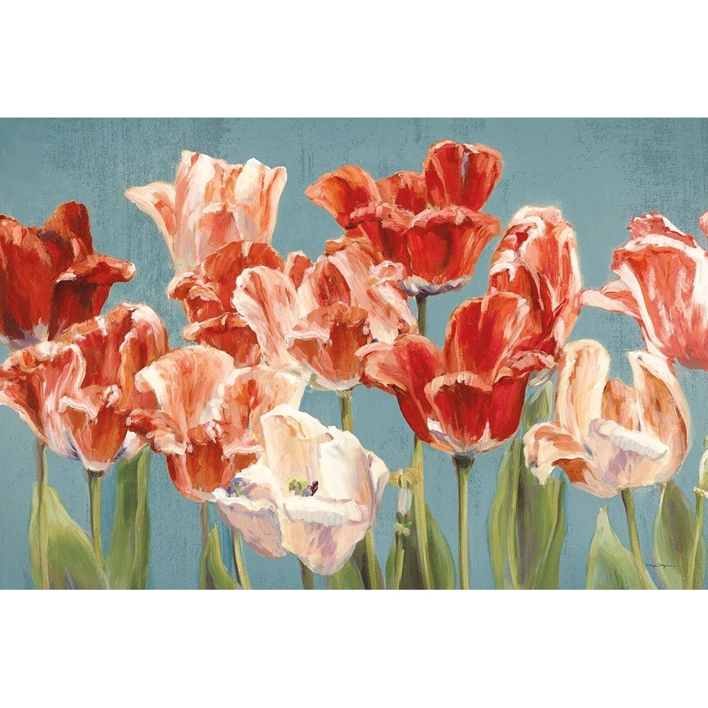 Crimson Tulips on Blue Poster Print - Marilyn Hageman-VARPDX38690 Image 1