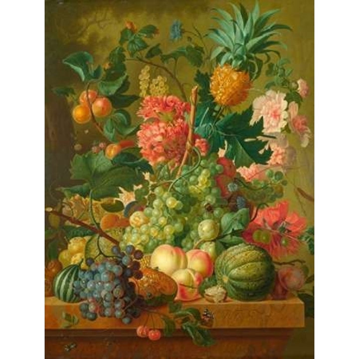 Fruit and Flowers Poster Print by Paulus Theodorus van Brussel-VARPDX3AA2724 Image 1