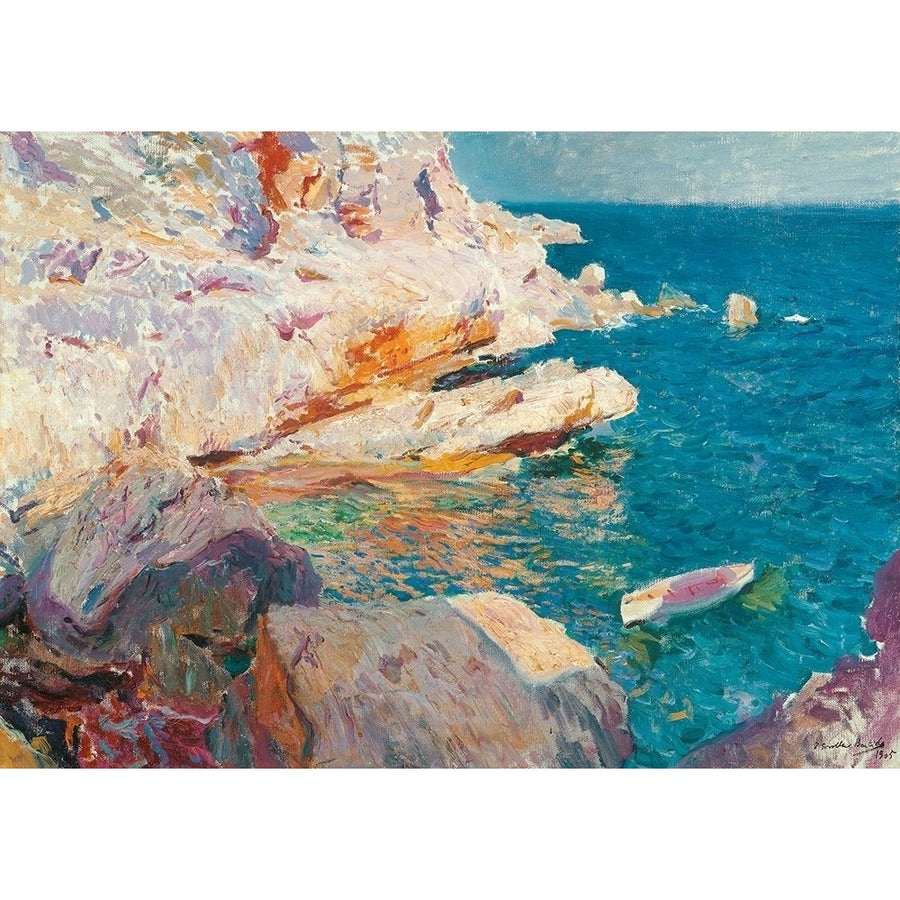 Rock at Javea and the White Boat Poster Print by Joaquin Sorolla y Bastida-VARPDX3AA5237 Image 1