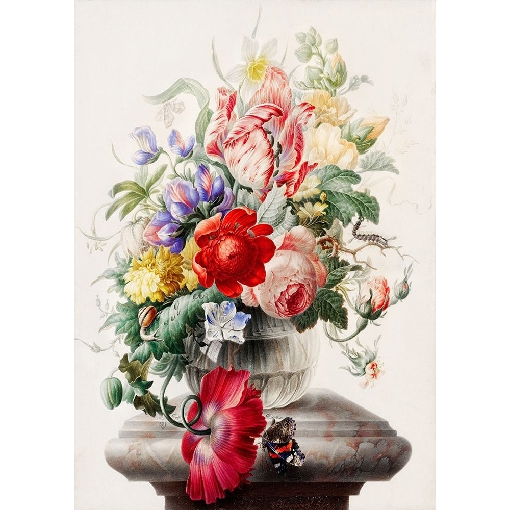 Flowers in a glass vase by Herman Henstenburgh-VARPDX3AA5643 Image 1