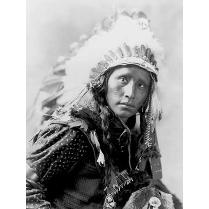 Indian wearing White War Bonnet- 1900 Poster Print by Anonymous-VARPDX3AP3694 Image 1