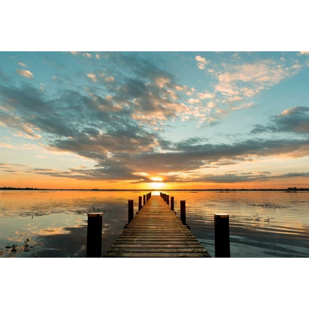 Morning Lights on a Jetty Poster Print by Pangea Images-VARPDX3AP3991 Image 1