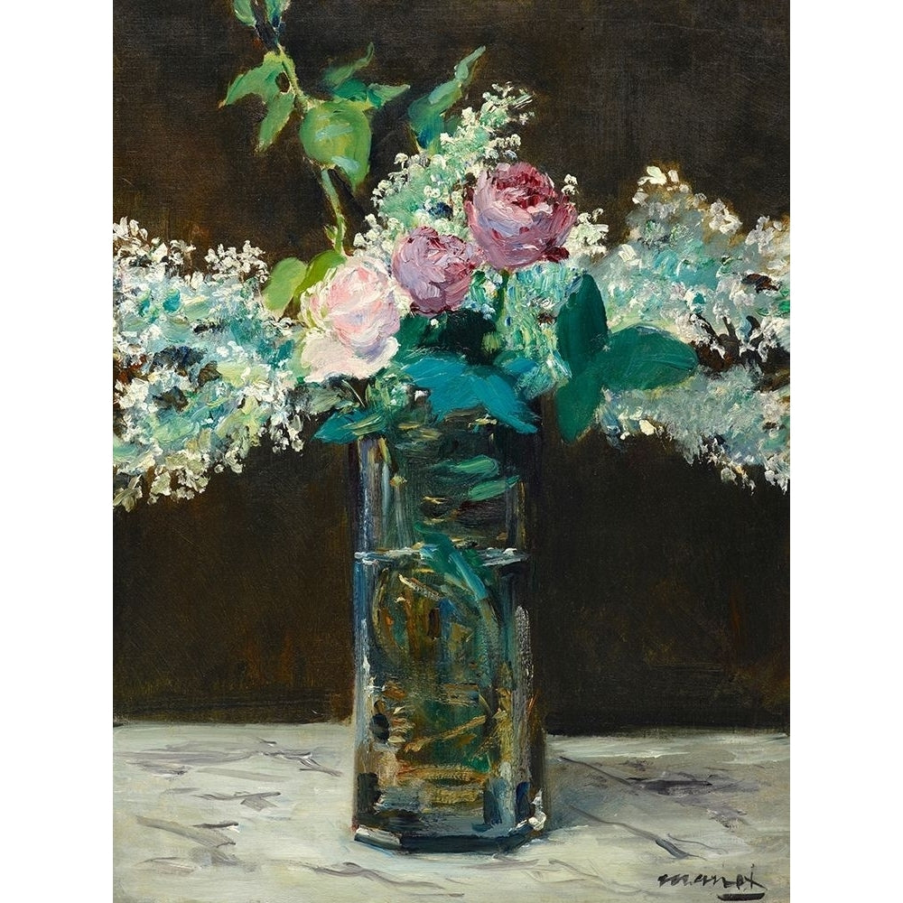 Vase of White Lilacs and Rose Poster Print by Edouard Manet-VARPDX3EM5221 Image 1