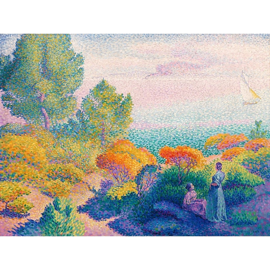 Two Women by the Shore Mediterranean Poster Print - Henri Edmond Cross-VARPDX3HE5859 Image 1