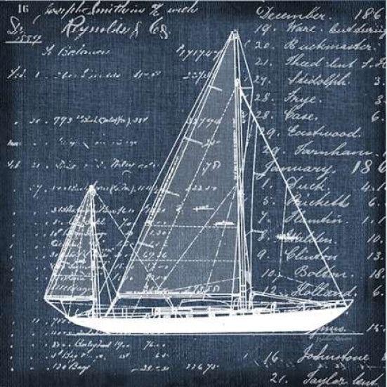 Schooner Blueprint 1 Poster Print by Walter Robertson-VARPDX406ROB1113A Image 1