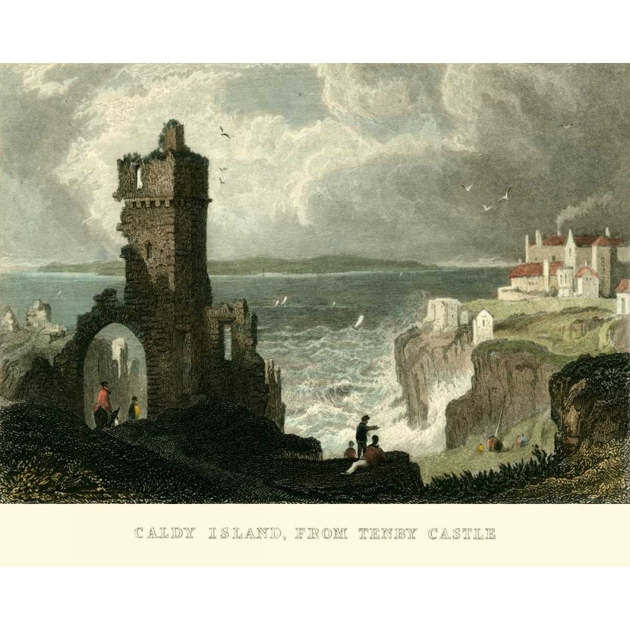 Caldy Island from Tenby Castle Poster Print - T. Allom-VARPDX41417D Image 1