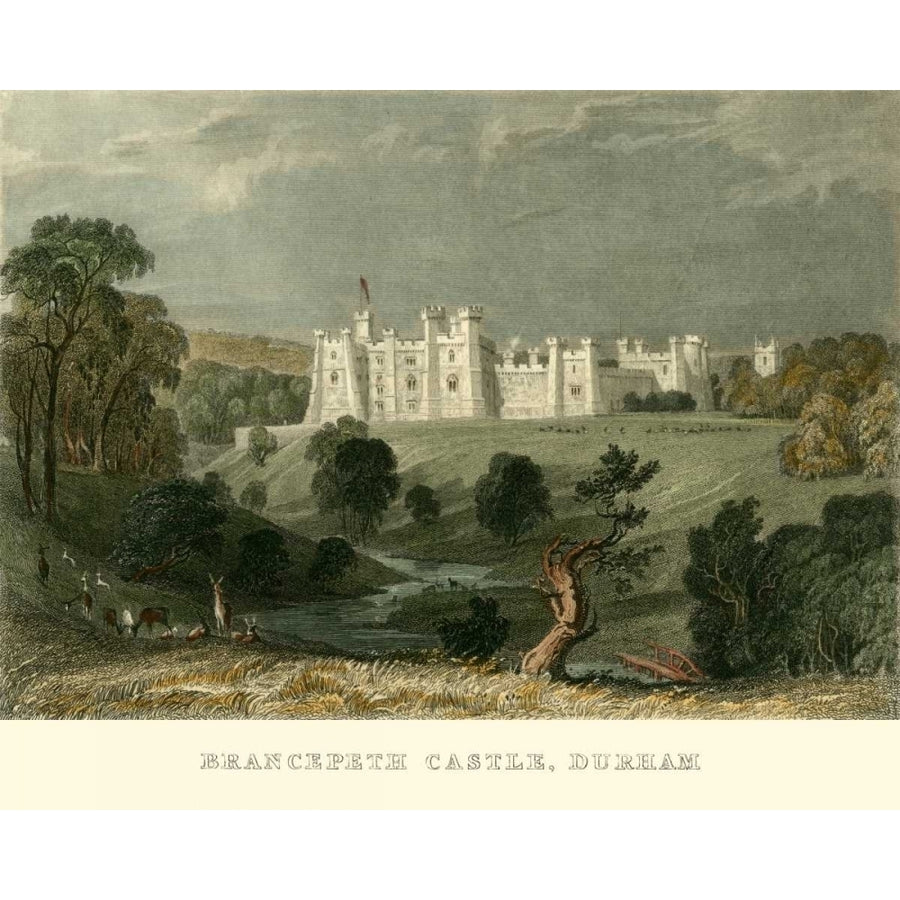 Brancepeth Castle Durham Poster Print - T. Allom-VARPDX41422D Image 1