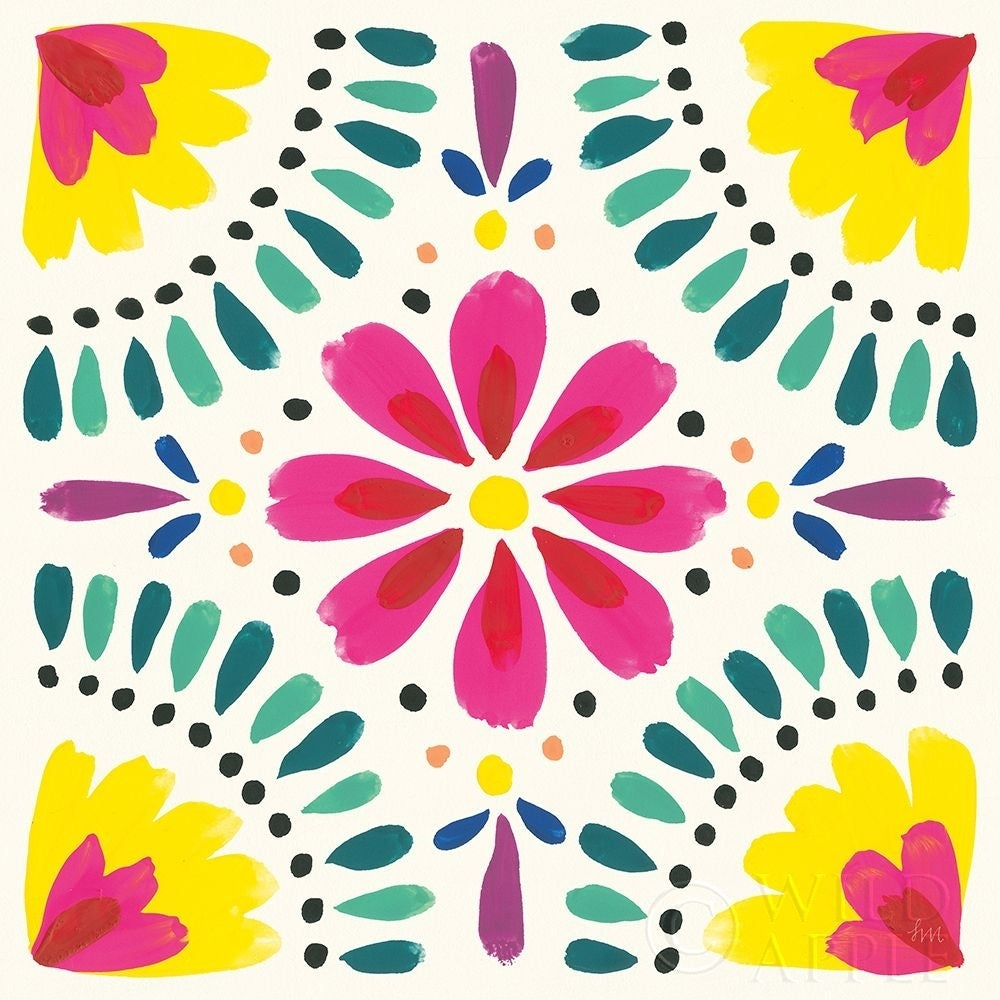 Floral Fiesta White Tile X Poster Print by Laura Marshall-VARPDX41529 Image 1