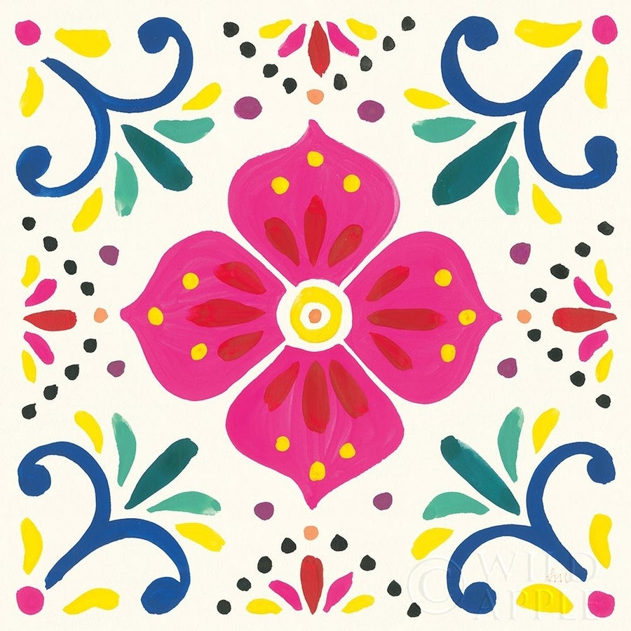 Floral Fiesta White Tile IX Poster Print by Laura Marshall-VARPDX41528 Image 1