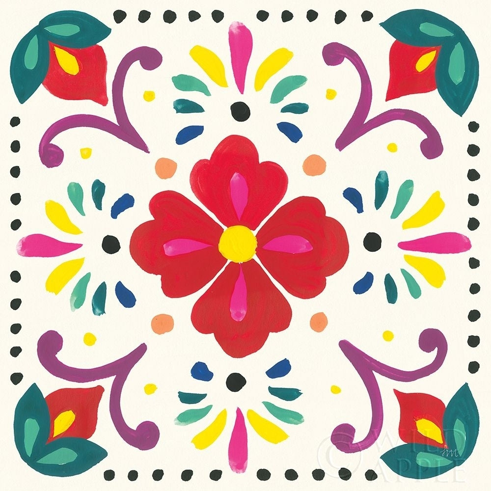 Floral Fiesta White Tile XII Poster Print by Laura Marshall-VARPDX41531 Image 1