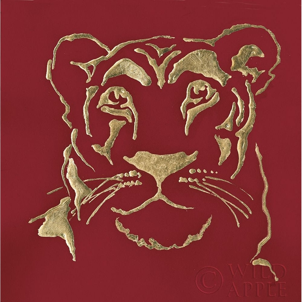 Gilded Lioness on Red Poster Print by Chris Paschke-VARPDX41923 Image 1