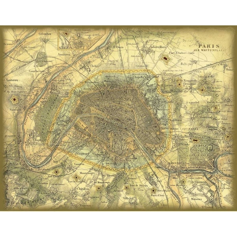 Map of Paris Poster Print - Studio Vision-VARPDX44089D Image 1