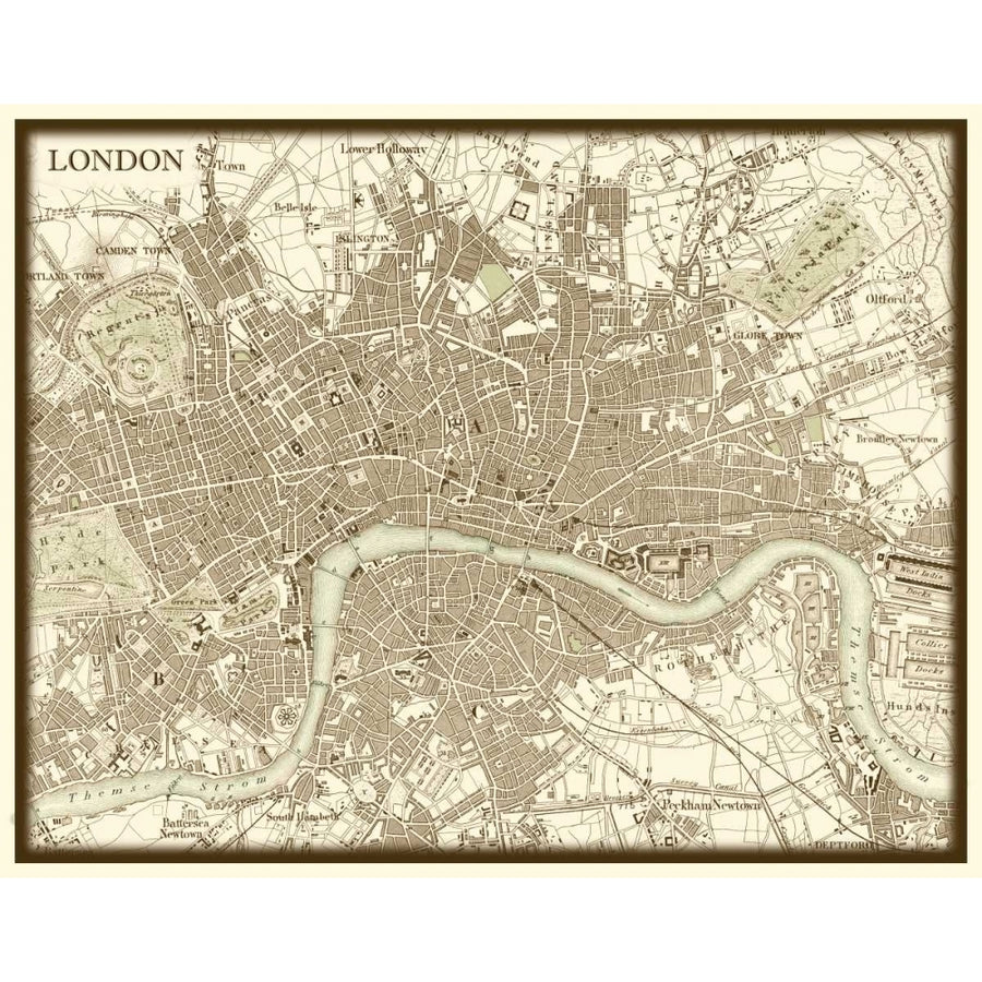 Sepia Map of London Poster Print - Studio Vision-VARPDX44122D Image 1