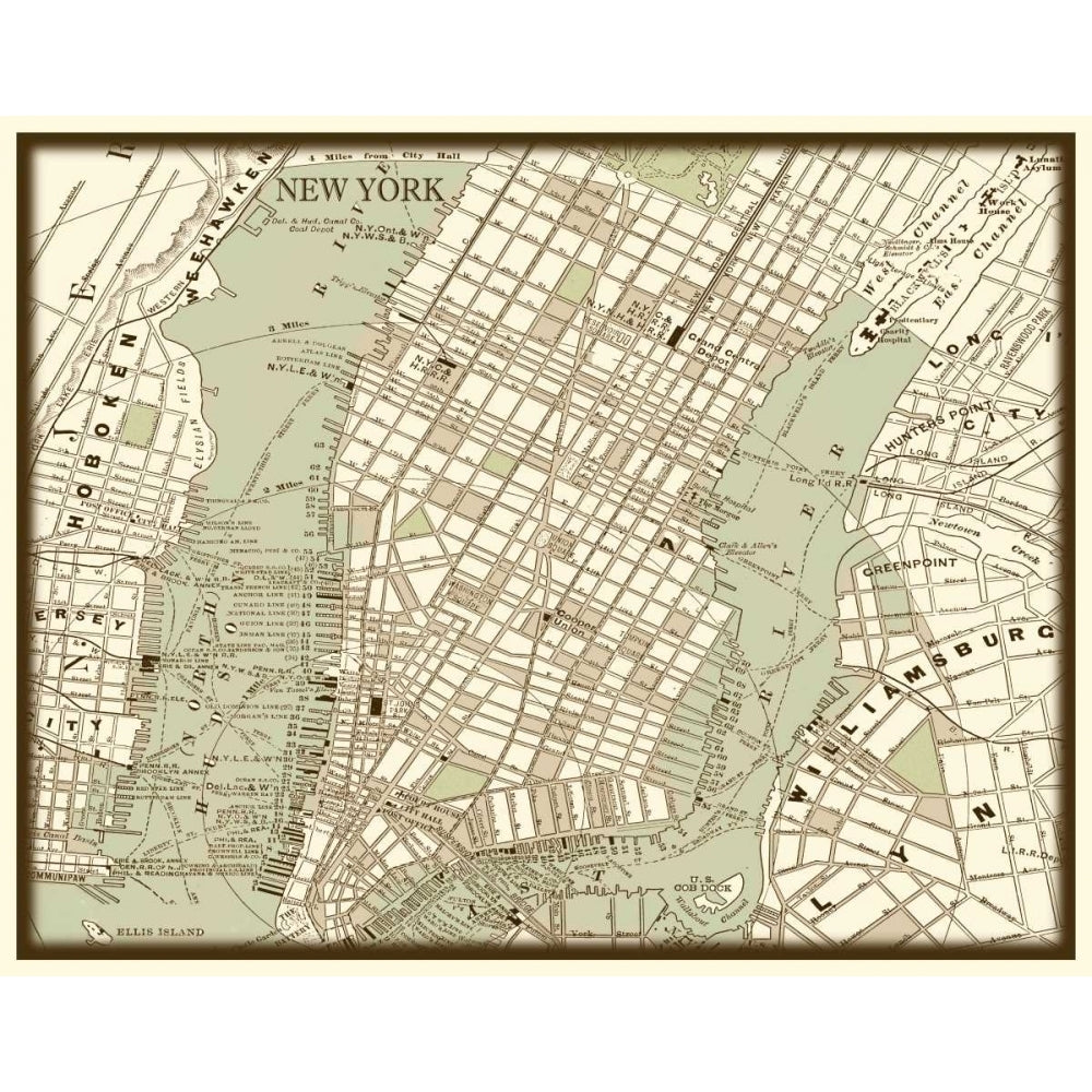 Sepia Map of York Poster Print - Studio Vision-VARPDX44120D Image 1