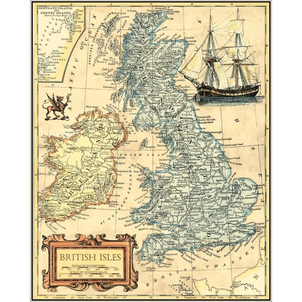 British Isles Map Poster Print - Studio Vision-VARPDX44196D Image 1