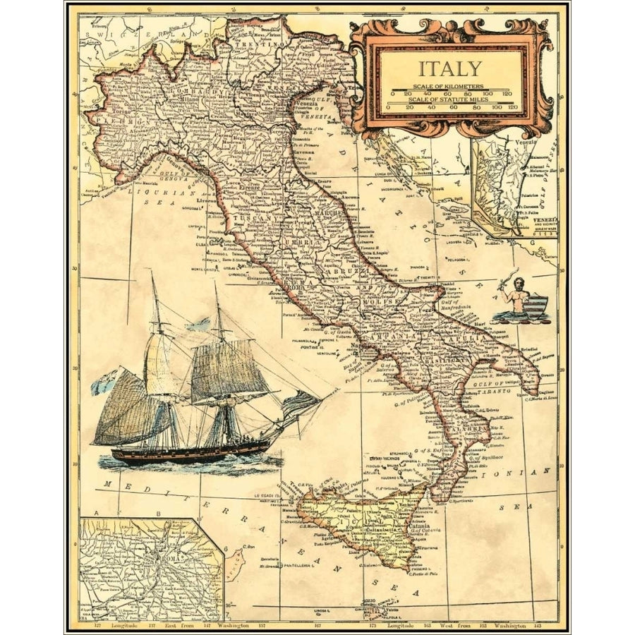 Italy Map Poster Print - Studio Vision-VARPDX44194D Image 1