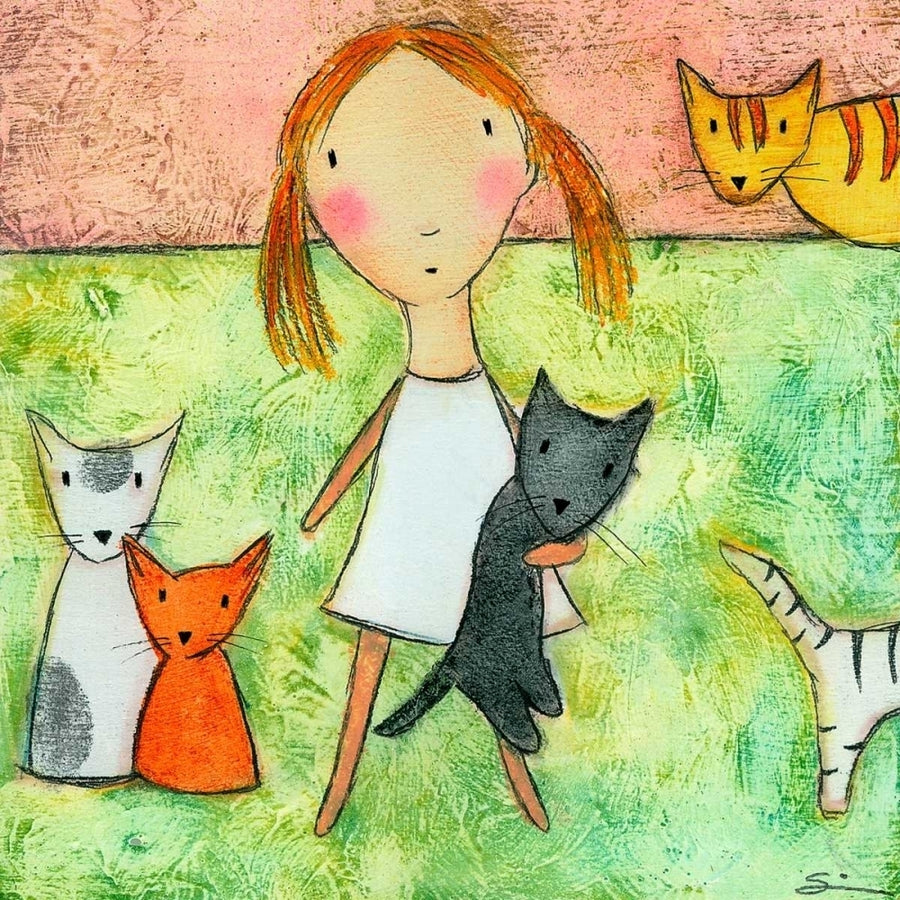 Girl with Cats Poster Print - Carla Sonheim-VARPDX44588D Image 1