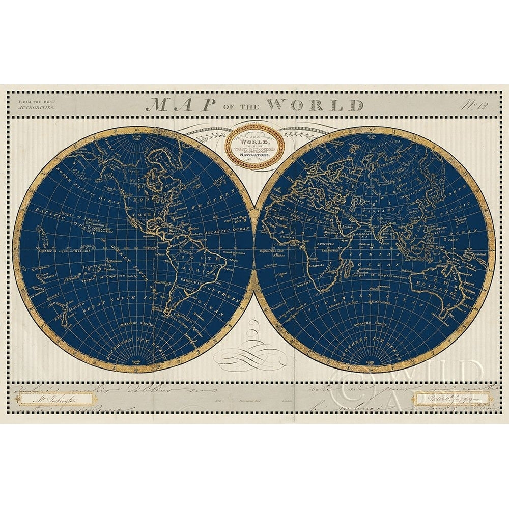 Torkingtons World Map Indigo Globes Poster Print by Sue Schlabach-VARPDX44846 Image 1