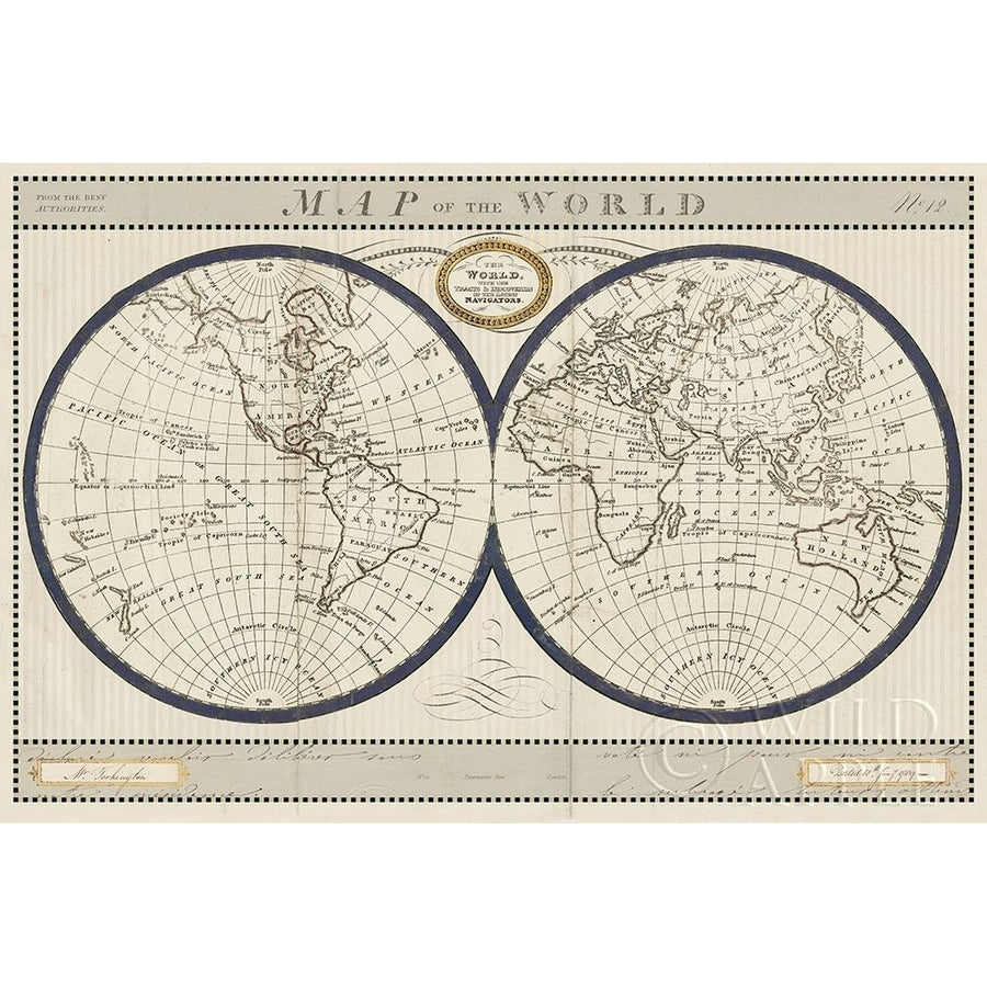 Torkingtons World Map with Indigo Poster Print by Sue Schlabach-VARPDX44845 Image 1