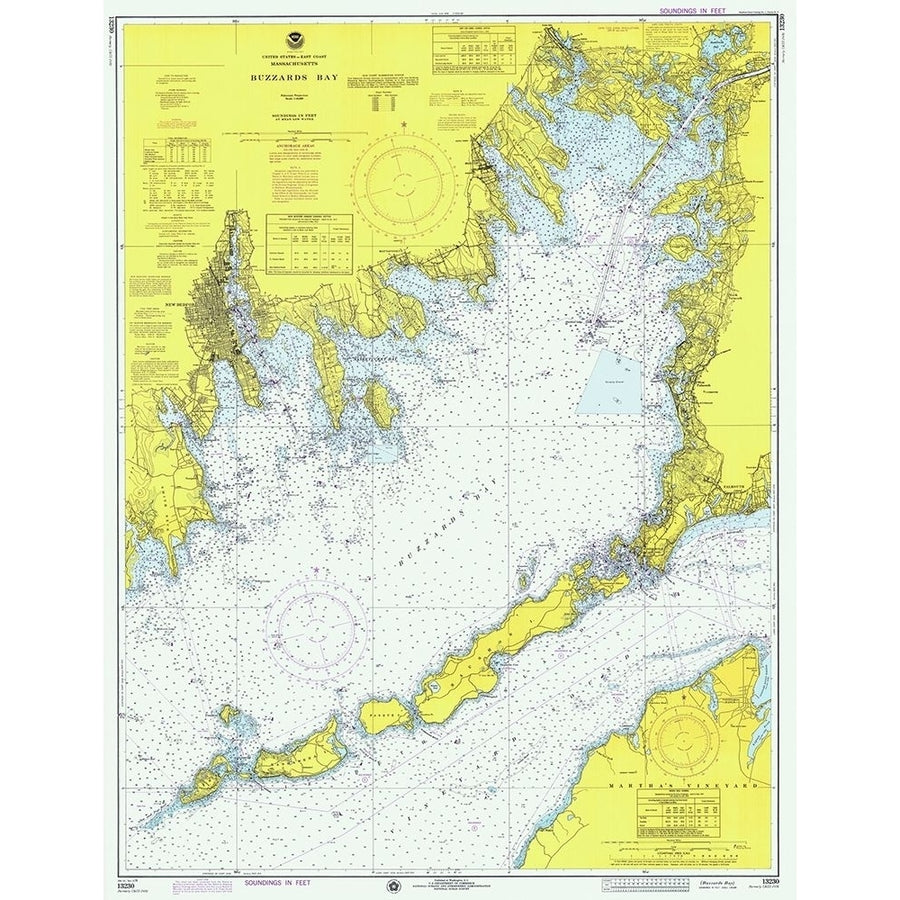 Nautical Chart Buzzards Bay ca 1974 Poster Print by NOAA Historical Map and Chart Collection NOAA Historical Map and Image 1