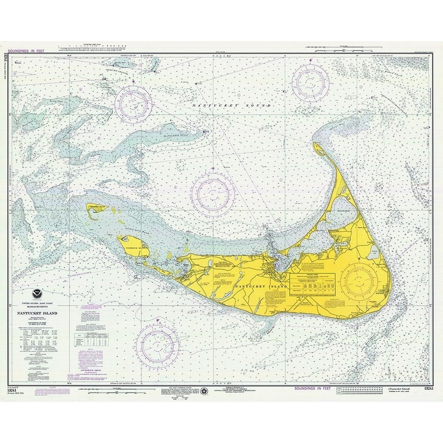 Nautical Chart Nantucket Island ca 1975 Poster Print by NOAA Historical Map and Chart Collection NOAA Historical Map and Image 1