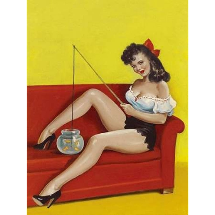 Mid-Century Pin-Ups - Joker Magazine - Fishin n funny Poster Print by Peter Driben-VARPDX453900 Image 1