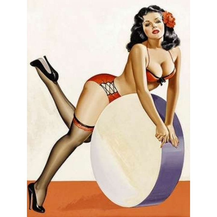 Mid-Century Pin-Ups - Over a drum Poster Print by Peter Driben-VARPDX453907 Image 1