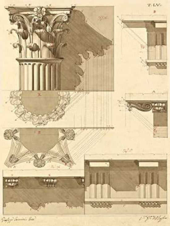 Plate 55 for Elements of Civil Architecture ca. 1818-1850 Poster Print by Giuseppe Vannini-VARPDX453928 Image 1