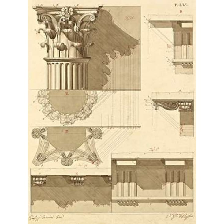 Plate 55 for Elements of Civil Architecture ca. 1818-1850 Poster Print by Giuseppe Vannini-VARPDX453928 Image 2