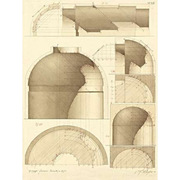 Plate 51 for Elements of Civil Architecture ca. 1818-1850 Poster Print by Giuseppe Vannini-VARPDX453932 Image 2