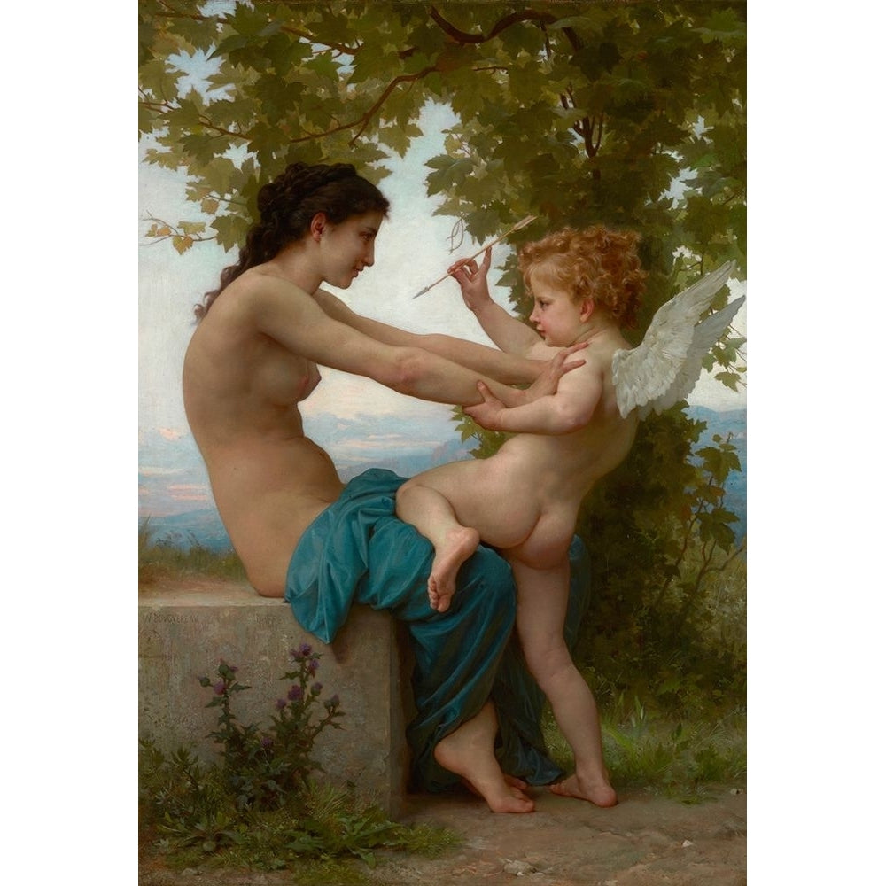 A Young Girl Defending Herself against Eros Poster Print by William-Adolphe Bouguereau-VARPDX454790 Image 1