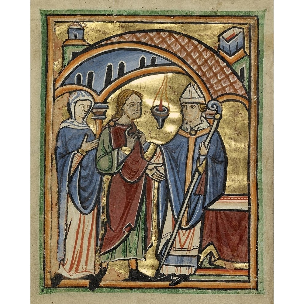 Joachim and Saint Anne before the High Priest Poster Print by Unknown 12th Century English Illuminator-VARPDX457560 Image 1