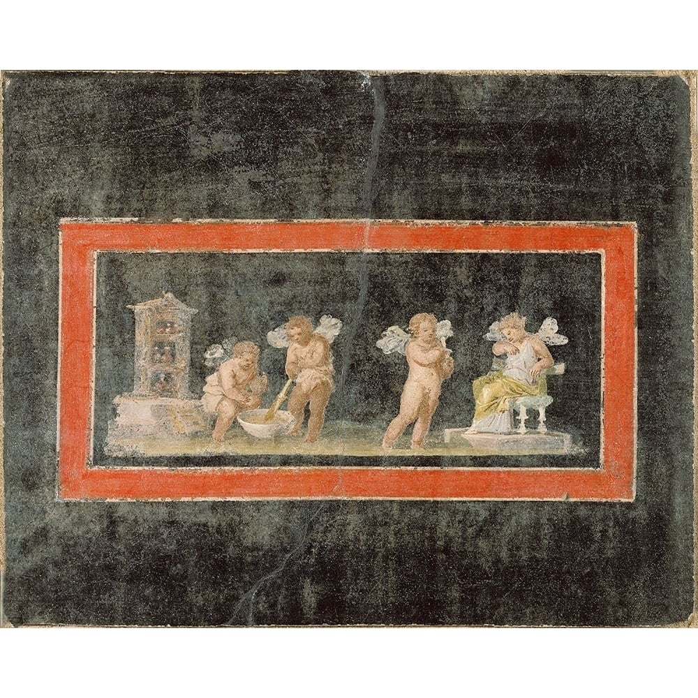 Fresco Fragment with Cupids and Psyche Making Perfume Poster Print by Unknown 1st Century Roman Artisan-VARPDX459940 Image 1