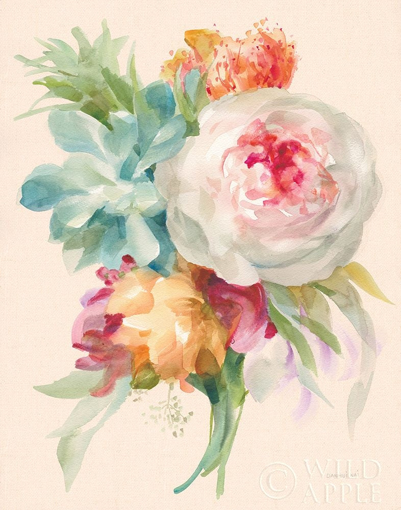 Garden Bouquet I on Peach Linen Poster Print by Danhui Nai-VARPDX46977 Image 1