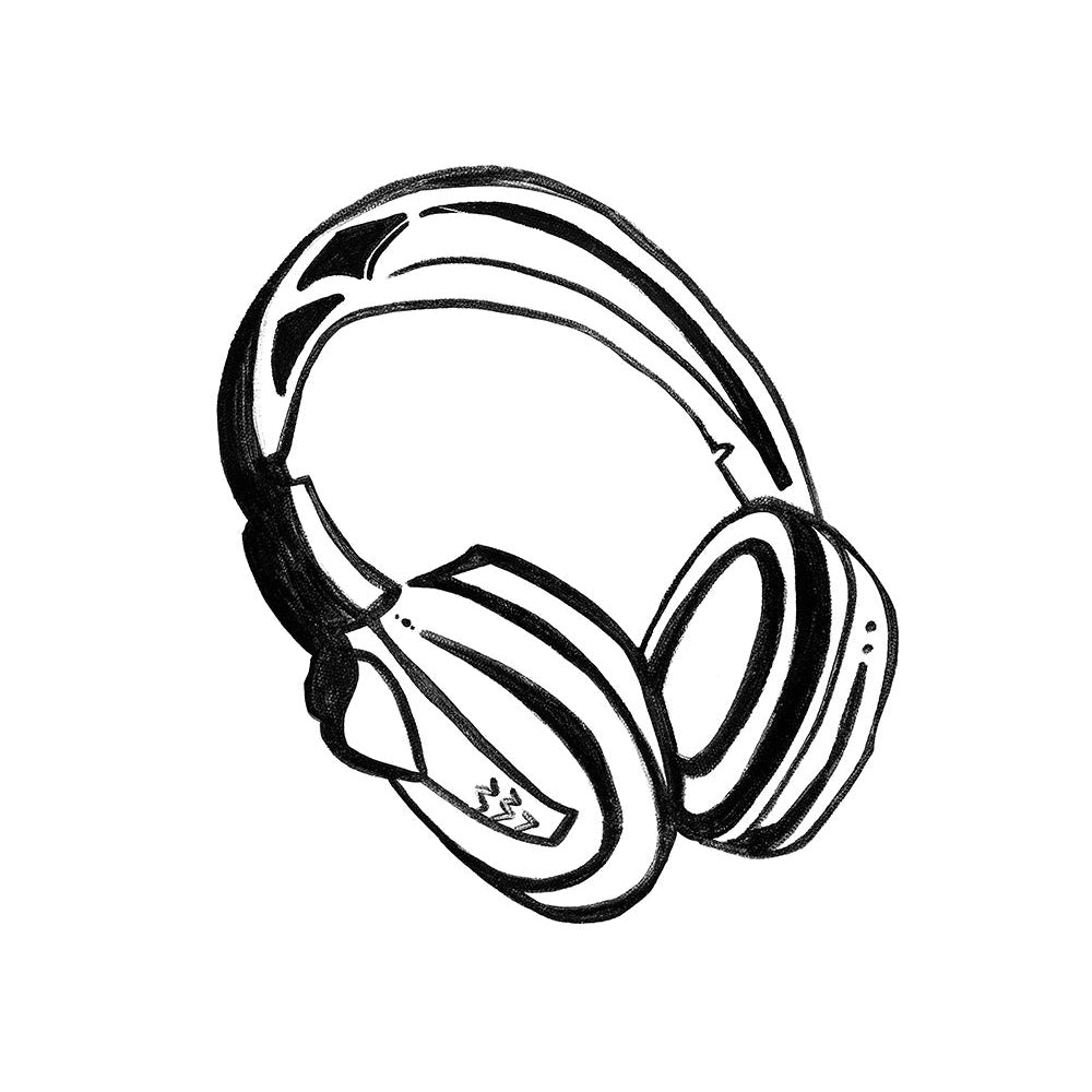 Headphones Sketch Poster Print - Alexandria Tava-VARPDX47008 Image 1