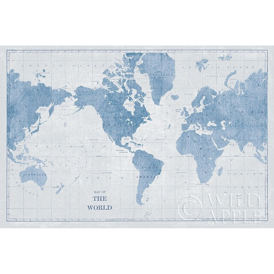 World Map White and Blue Poster Print by Sue Schlabach-VARPDX48172 Image 1